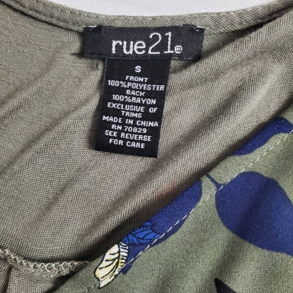 Rue21 Small Green Floral Zip Front Sleeveless Blouse Tank Top - Picture 5 of 5